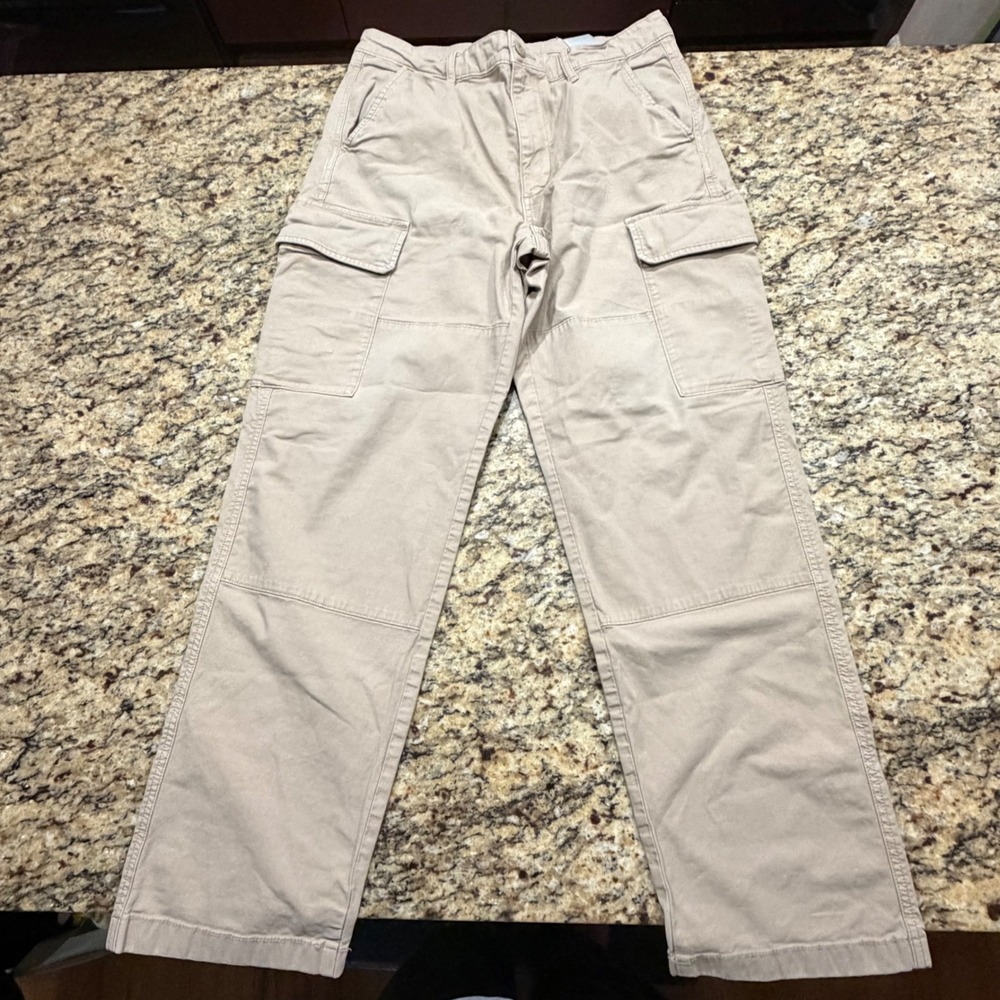 Uniqlo Men Tan Khaki Cargo Pants Size M Stretch Cotton Utility ws